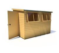 Shire Norfolk Workshop Pent Shed 9X6 Double Door 19mm Loglap Style A