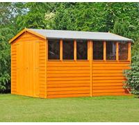 Shire Garden Value Overlap 10 x 10 Double Door Apex Shed, Brown