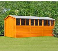 Shire Garden Value Overlap 10 x 15 Double Door Apex Shed, Brown