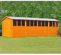 Shire Overlap 10 X 20 Feet Dip Treated Apex Shed Double Door With Windows
