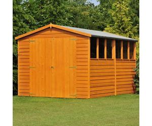 Shire Overlap 10 X 8 Feet Dip Treated Apex Shed Double Door With Windows