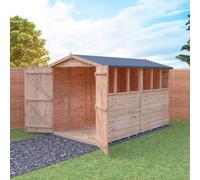 Shire Garden Value Overlap 10 x 6 Double Door Apex Shed, Brown