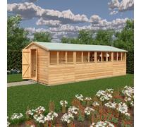Shire Garden Value Overlap 10 x 20 Double Door Apex Shed, Brown