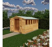 Shire Garden Value Overlap 12 x 8 Double Door Apex Shed, Brown