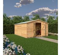 Shire Garden Value Overlap 10 x 15 Double Door Windowless Shed, Brown