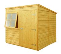 Shire Pent Single Door Tongue & Groove Garden Shed Workshop Approx 7x7 ft in Brown Shire Brown