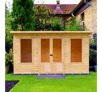 Shire Peony 5' 9" x 11' 9" Pent Summerhouse - Premium Dip Treated Shiplap