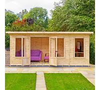 Shire Peony 7' 4" x 16' 2" Pent Summerhouse - Premium Dip Treated Shiplap