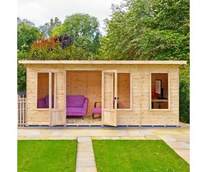 Shire Peony 7' 4" x 16' 2" Pent Summerhouse - Premium Dip Treated Shiplap