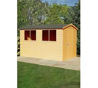 Shire Lewis 10 x 6ft Wooden Shiplap Apex Shed - Size: 6 x 10ft - Brown - Shire Garden Buildings - Wilko