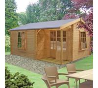 Shire Ringwood 11' 9" x 12' 9" Reverse Apex Log Cabin - Premium 28mm Cladding Tongue & Groove