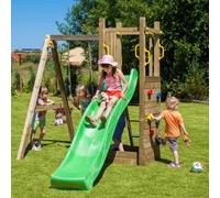 Shire Play Climbing Frames - Rumble Ridge Rock Wall with Single Swing