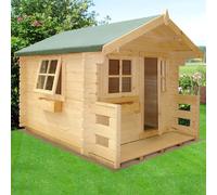 Shire Salcey 5' 10" x 6' 11" Apex Children's Playhouse - Premium 28mm Cladding Log Clad