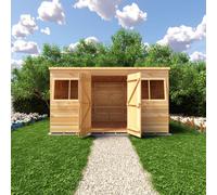 Shire Shed, Shiplap Pent 12X6 With Double Door And Two Opening Windows