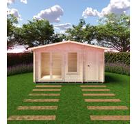 Shire Spalding Log Cabin 14X6 With Double Doors, Opening Windows & Storage Room