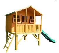 Shire Stork on platform with Slide 6x4 Childrens Playhouse with 12mm Shiplap interlocking cladding