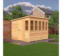 8x8 Shire Sun Pent Shiplap Potting Shed - 8x8 Shire Sun Pent Shiplap Potting Shed Door Location position on the Left-Hand Side of Gable in shiplap