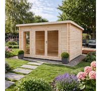 Shire Tilney Log Cabin 10X10 With Double Doors And Opening Windows