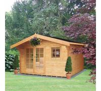 Shire Tunstall 13' 8" x 15' 8" Apex Log Cabin - Premium 44mm Cladding Tongue & Groove