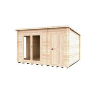 Shire Walsoken Log Cabin 10X12 With Double Doors, Opening Windows & Storage Room