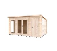 Shire Walsoken Log Cabin 10X14 With Double Doors, Opening Windows & Storage Room