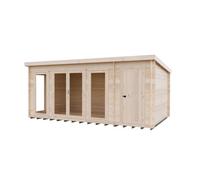 Shire Walsoken Log Cabin 10X17 With Double Doors, Opening Windows & Storage Room
