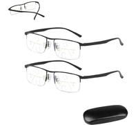 Shirem Intellireaders, Outfany Intellireaders Glasses, Titanium Multi-Focus Reading Glasses Photochromic Progressive (+4/400,2pcs-Black)