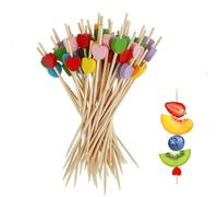 Shirene Cocktail Sticks,100 PCS Bamboo Coctail Picks,Multicolors Hearts Skewers Cocktail Accessories for Drinks Fruit Finger Food Picks Wooden Toothpicks for Party Decoration,Buffets,Kebabs,Burgers