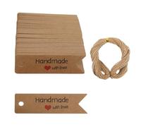 Shirene Gift Tags Kraft Paper,100 PCS Kraft Paper Labels with 20m Jute Twine Handmade Label Stickers for Gifts for Christmas Weddings Birthdays Easter