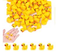 Shirene Mini Resin Ducks, 100 Pcs Yellow Duck Figurines for Craft, Garden, Aquarium, Home Decorations, DIY Potting, Micro Landscape, Dollhouse