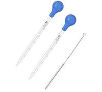 Shirene Pippets Dropper,2 Pieces 10ml Glass Pipette with Rubber Suction Cup Including Cleaning Brush Reusable Transfer for Laboratory School Experiments