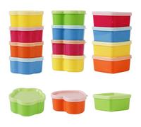 Shirene Small Food Containers with Lids,15 PCS Mini Food Storage Containers Set with Lid,40ml Heart-Shaped Snack Pots Airtight,Stackable,Reusable Plastic Boxes for Lunch,Sauces & Meal Prep (3 Styles)