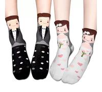 Shirene Wedding Gift Crew Socks,2 Pairs of Couple Socks,Funny Wedding Gift Set for Bride & Groom,Novelty Holding Hands Sock,Unique Engagement & Anniversary Presents for Bridal Party Gifts
