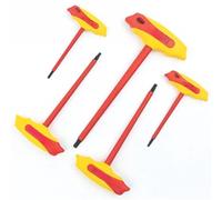 SHIRENOCK Metric VDE Insulated T-Handle HEX Key, Hex Head, Steel Construction, Composite Insulated Safety Handle, 5 in Pack