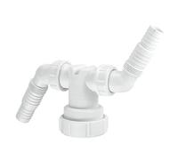 SHIRENOCK Twin Hose Connector 40MM White, Polypropylene Construction, 135° Swivel Nozzles for Discharge Hoses, Incorporated Air Break, 1 in Pack