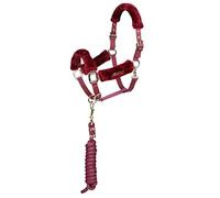 ARMA Faux Fur Headcollar and Lead Rope Burgundy - Cob