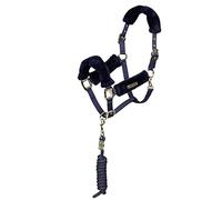 Shires ARMA Faux Fur Headcollar & Lead Rope Cob Navy Blue