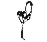 ARMA Faux Fur Headcollar and Lead Rope Black - Full
