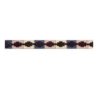 Shires Aubrion Drover Polo Belt, 35mm, in Navy/Natural/Pink 100Cm, Navy/Denim Pinstripek/Naturalu