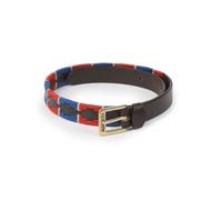 Shires Aubrion Drover Skinny Polo Belt in Navy/Red 110Cm, Navy/Red