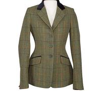 Shires Aubrion Ladies Saratoga Riding Jacket in Green with Red/Yel/Blu 36, R/Y/Bck