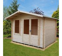 Shires Berryfield Log Cabin Home Office Garden Room Approx 11 x 8 Feet in Light Tan Shires Light Tan