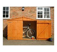 Shires Bike Store Apex Shiplap Garden Bicycle Shed with floor in Brown Shires Brown