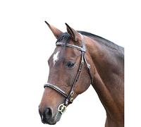 Shires Blenheim Fancy Stitched Inhand Bridle-Havana Pony