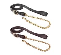 Shires Blenheim Leather Lead Rein with Brass Chain-Havana 7/8" (22mm) x 92" (2.4m)
