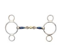 Shires Blue Alloy Two Ring Gag with Lozenge - Size: 5.5 inch