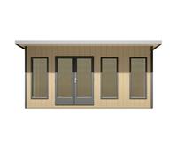Shires Cali 16x8 Feet Pent 1 Garden Office - OSB/MDF - L334xW509.4xH246.1 cm in Light Brown Shires Light Brown