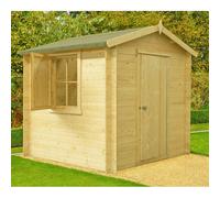 Shires Camelot Log Cabin Home Office Garden Room Approx 7 x 7 Feet in Light Brown Shires Light Brown