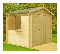 Shires Camelot Log Cabin Home Office Garden Room Approx 9 x 9 Feet in Light Tan Shires Light Tan
