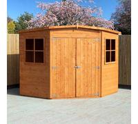 Shires Corner Shed Double Doors Tongue & Groove Garden Shed 8x8 ft in Brown Shires Brown